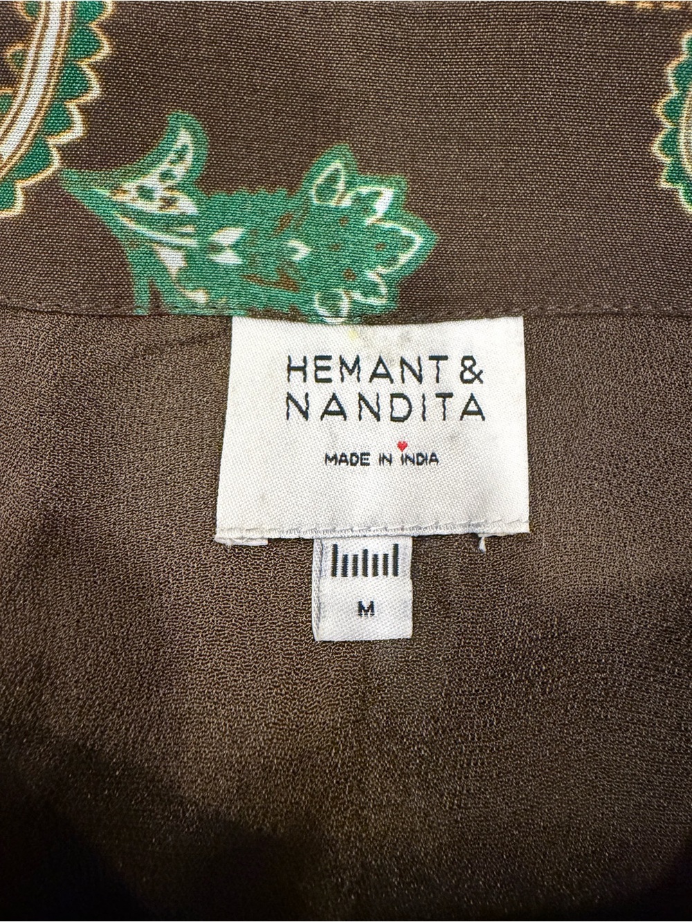 HEMANT & NANDITA Brown Skirt with Green Paisley Print - Picture 5 of 5